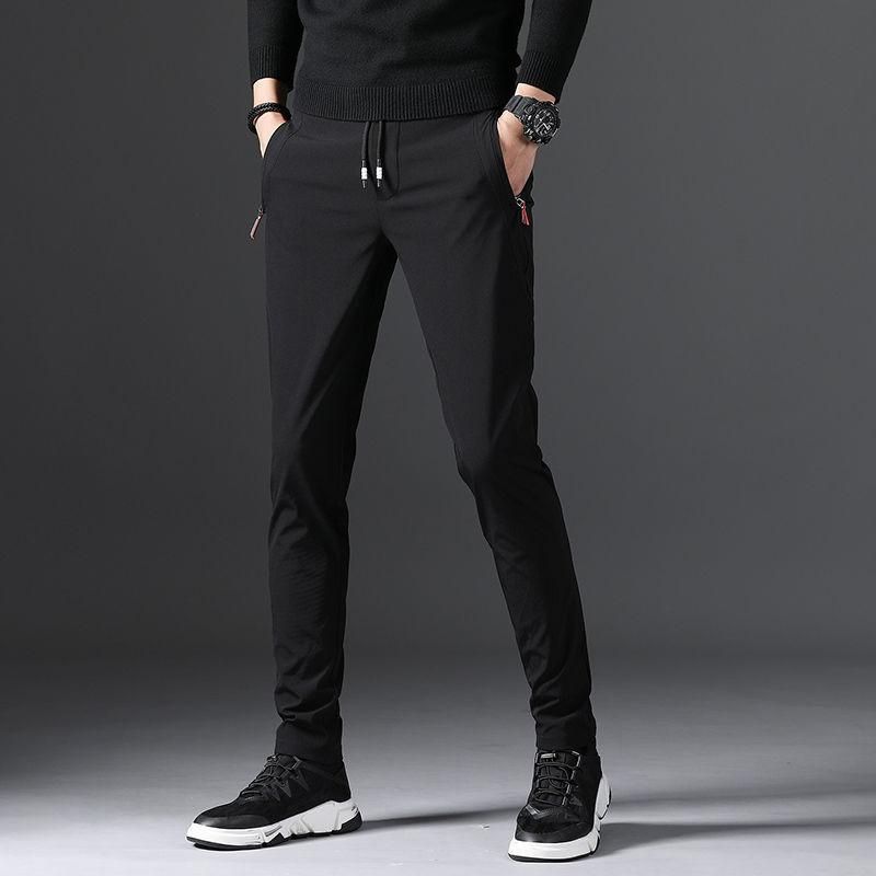 Fine summer pants with pocket and zipper for men Breathable informal sports pants for office and business
