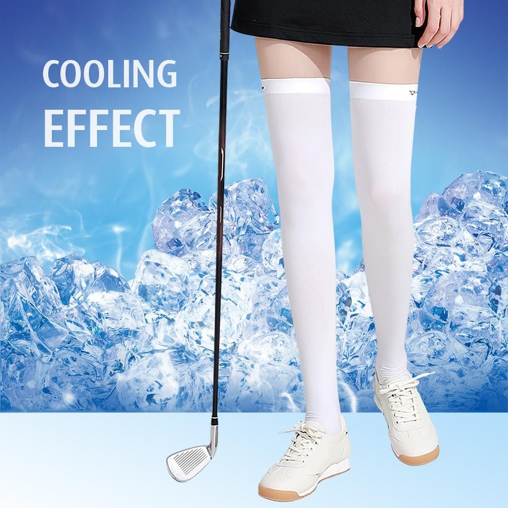1 Pair Leg Sleeves Women Icy Leg Socks Sun Guard Cool Golfing Stockings