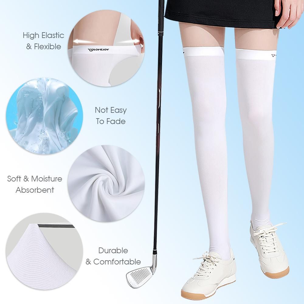 1 Pair Leg Sleeves Women Icy Leg Socks Sun Guard Cool Golfing Stockings
