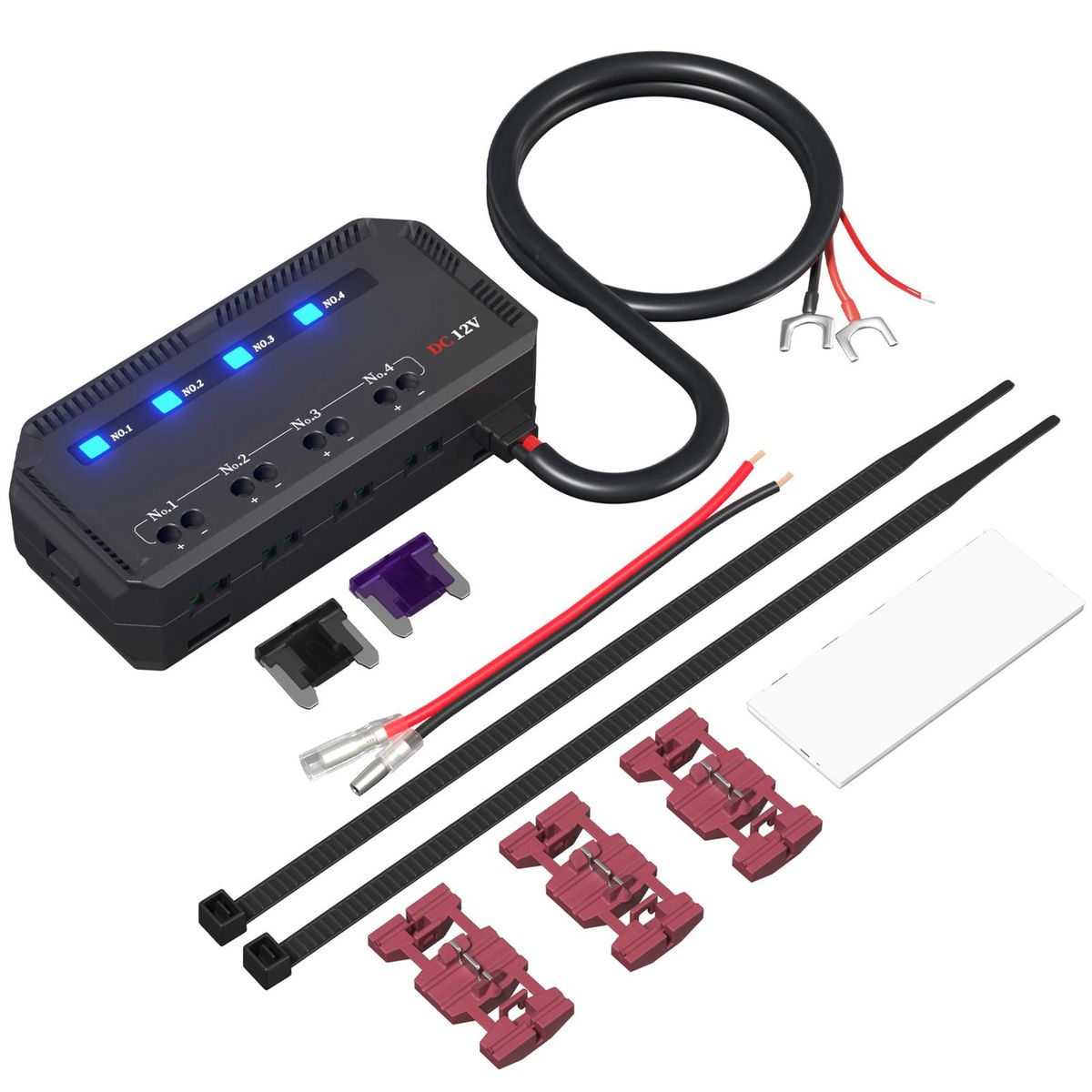 Fuse Block 4 Circuits with LED Indicator for Car Marine RV Truck DC 12V