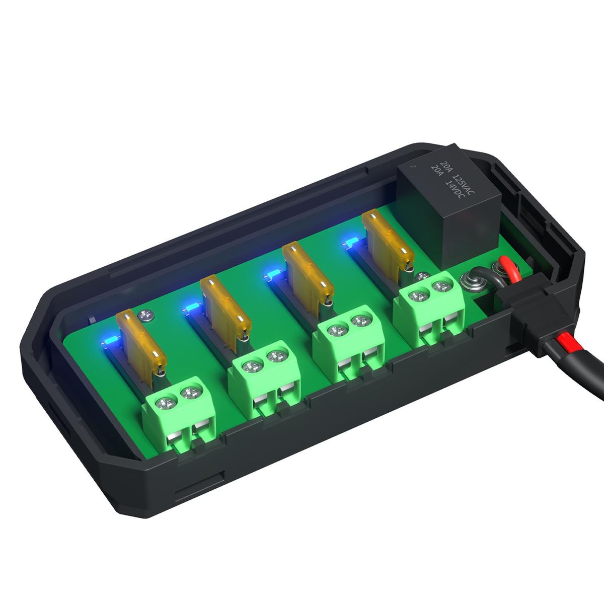 Fuse Block 4 Circuits with LED Indicator for Car Marine RV Truck DC 12V