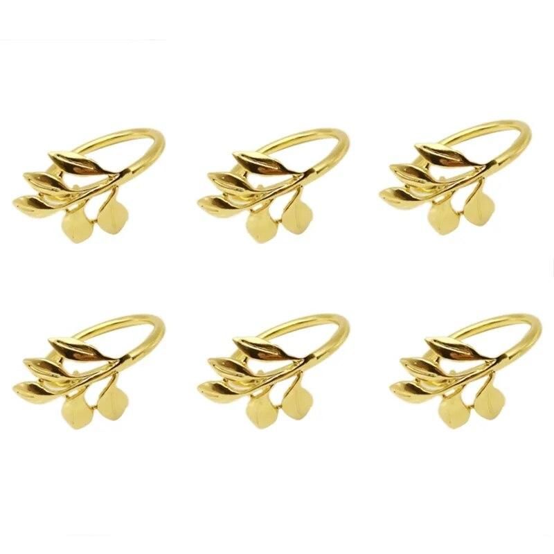 6Pcs/Lot Hotel Napkin Ring Napkin Holder Fall Leaves Napkin Buckle Christmas Wedding Party Gold Napkin Circle Dinner Table Decor