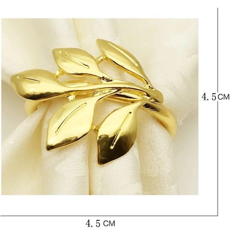 6Pcs/Lot Hotel Napkin Ring Napkin Holder Fall Leaves Napkin Buckle Christmas Wedding Party Gold Napkin Circle Dinner Table Decor