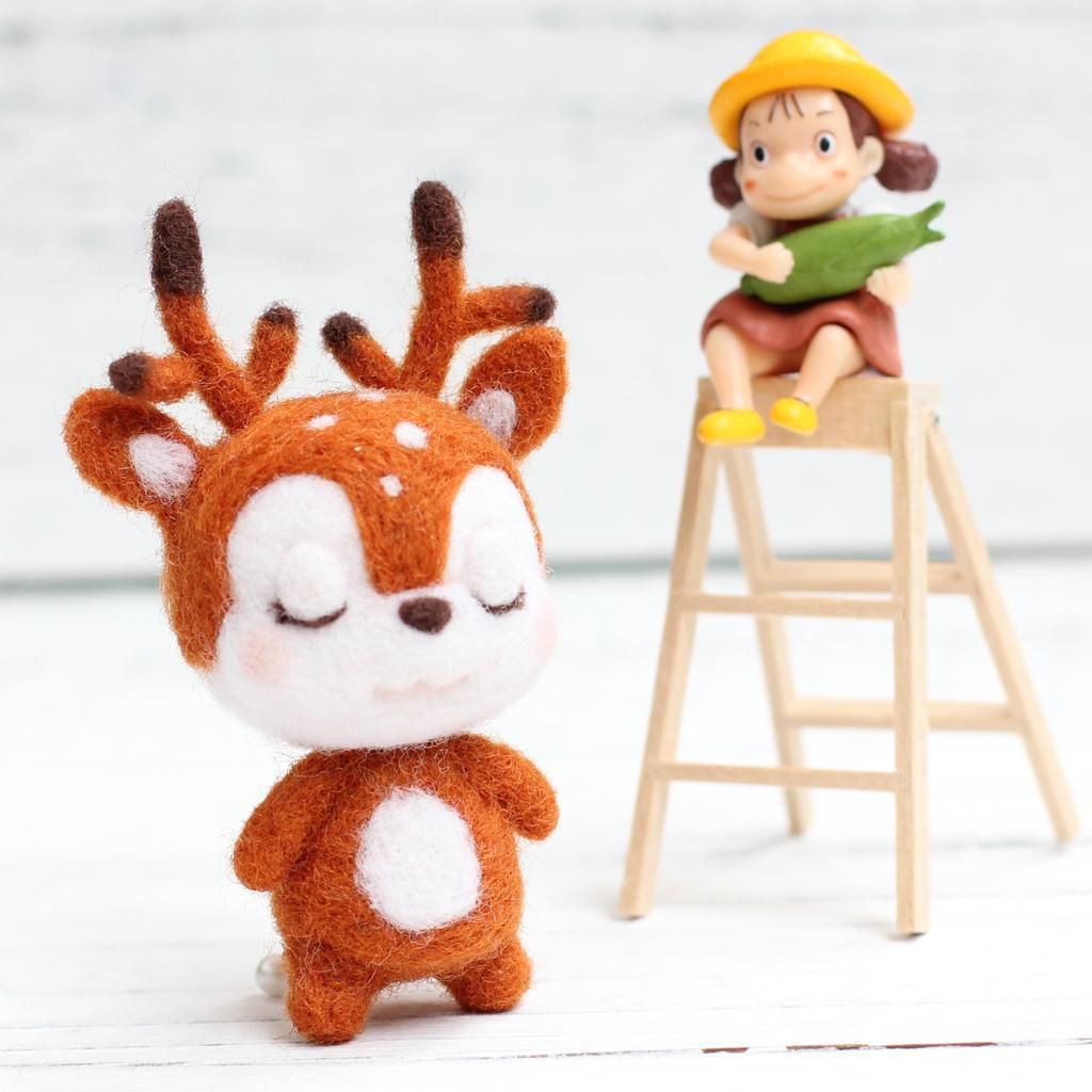 2 Sets Handmade Deer Dog Felt Craft Kit For Adult Beginners