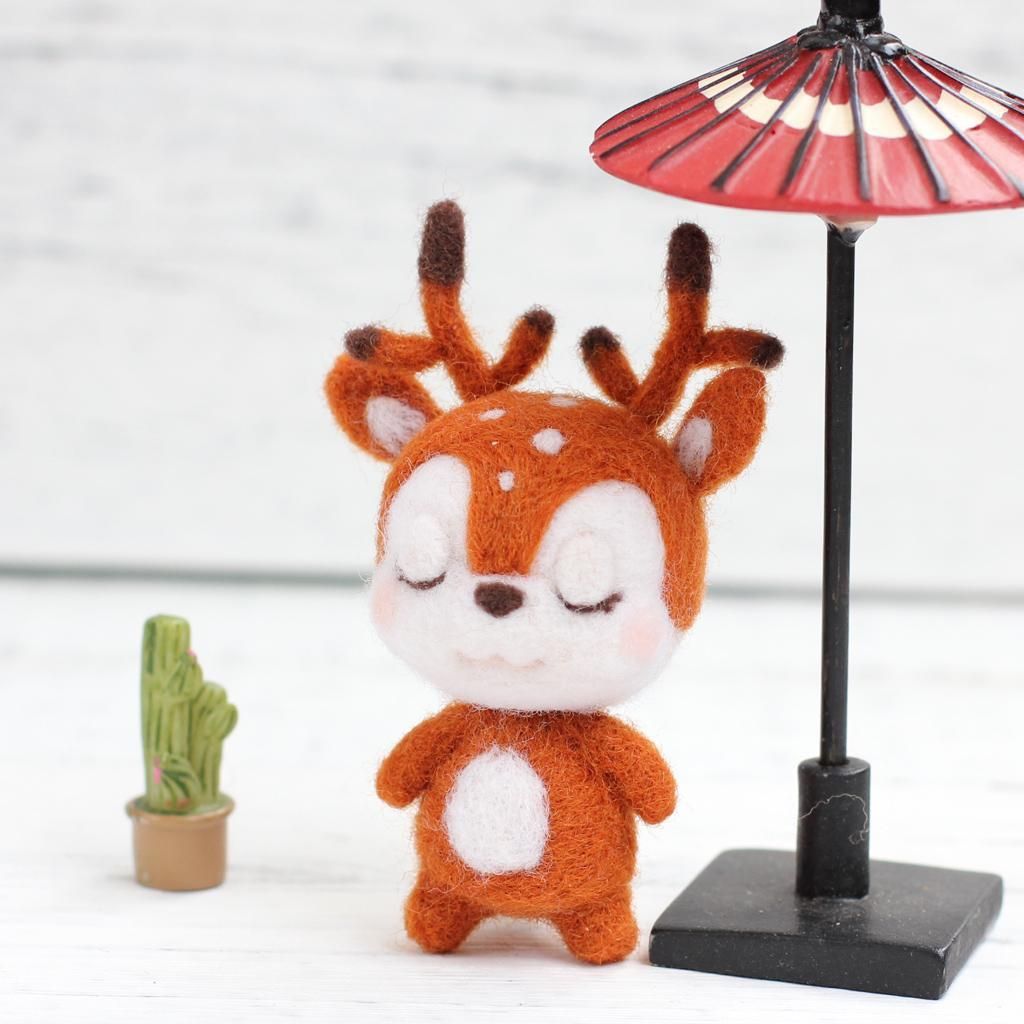 2 Sets Handmade Deer Dog Felt Craft Kit For Adult Beginners
