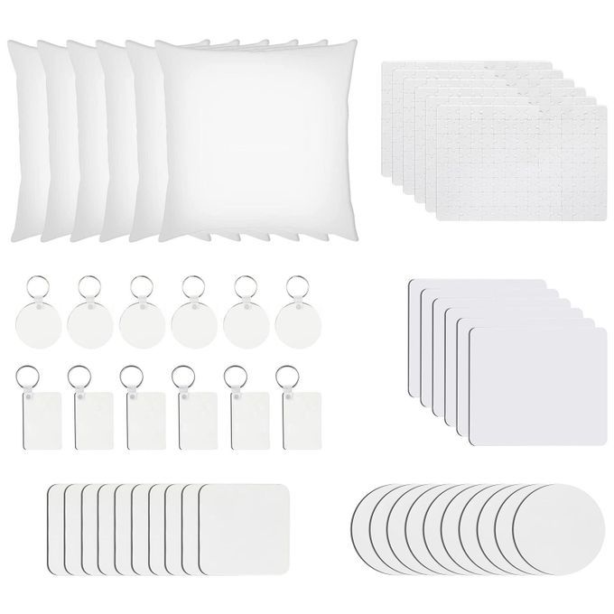 50Pcs Heat Transfer DIY Round Square Sublimation Blank Keychain For