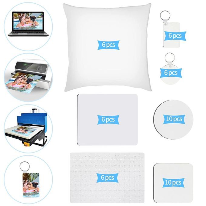 50Pcs Heat Transfer DIY Round Square Sublimation Blank Keychain For