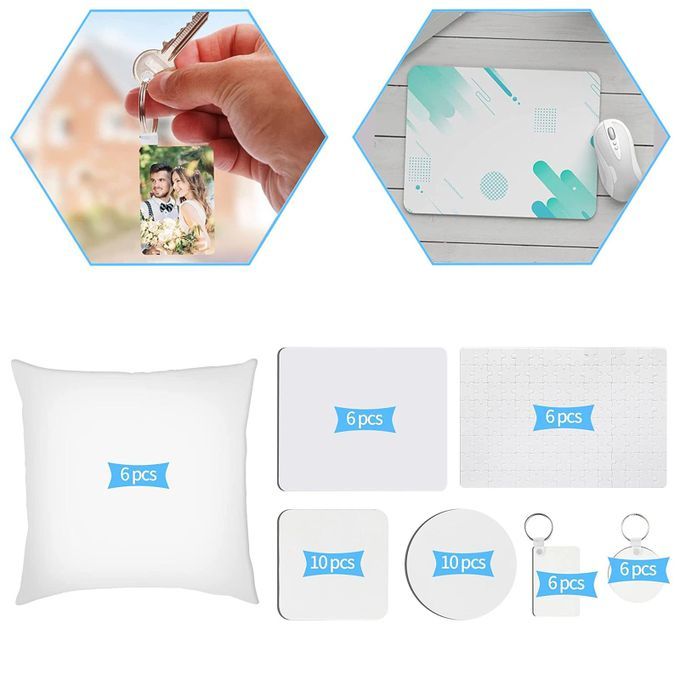 50Pcs Heat Transfer DIY Round Square Sublimation Blank Keychain For