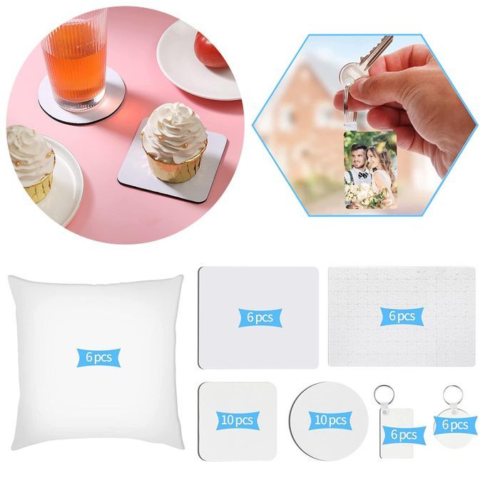 50Pcs Heat Transfer DIY Round Square Sublimation Blank Keychain For