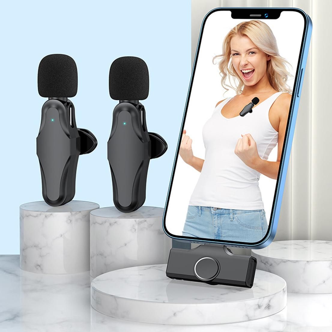 Plug-Play Wireless Lavalier Microphone for Video Recording, Interview, Vlog