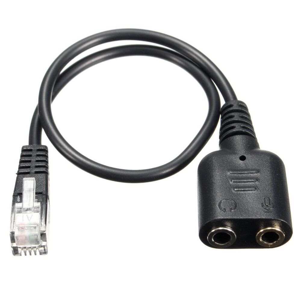 2* 3.5mm Headphone Female To RJ9 Plug Converter Adapter Audio Cable For Headset