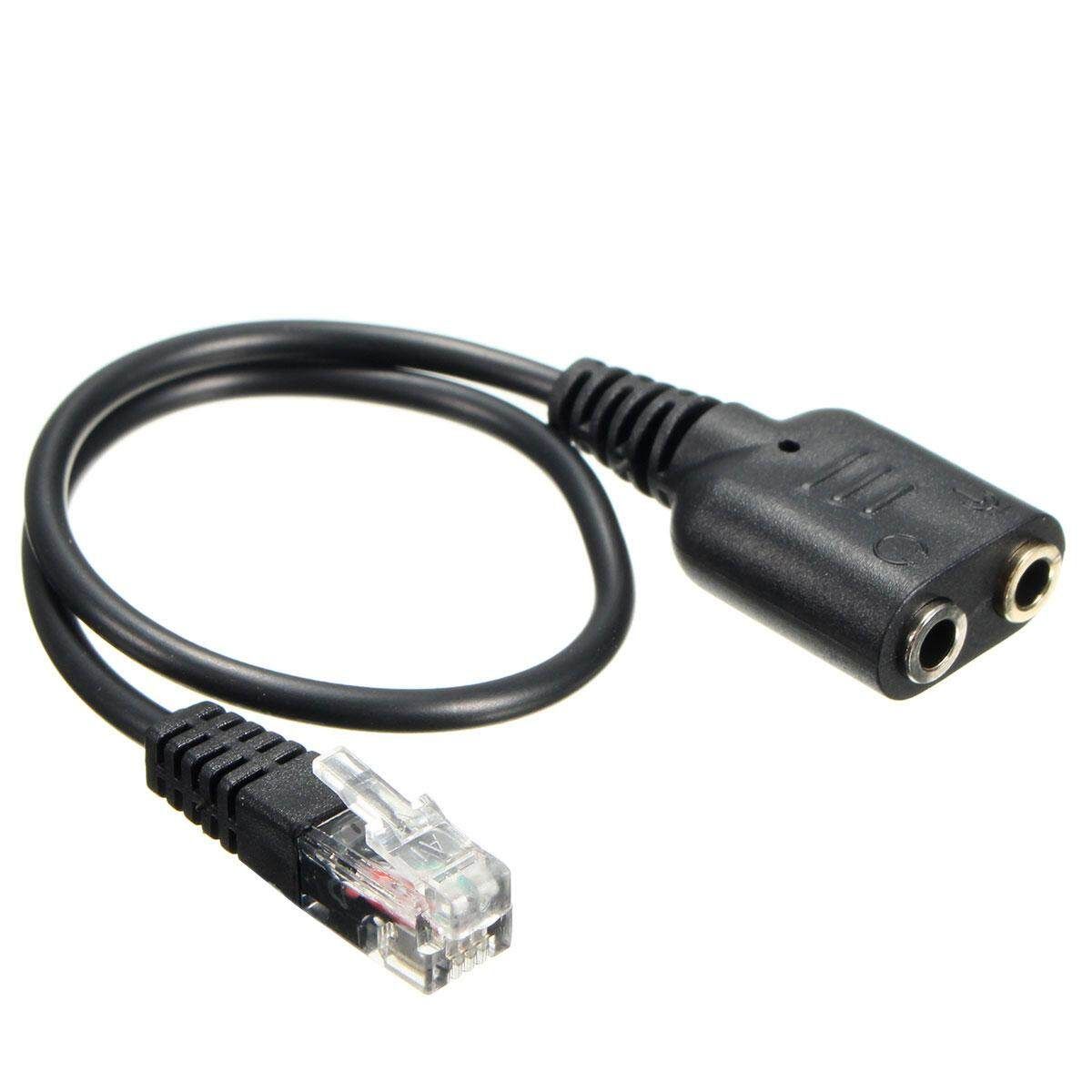 2* 3.5mm Headphone Female To RJ9 Plug Converter Adapter Audio Cable For Headset