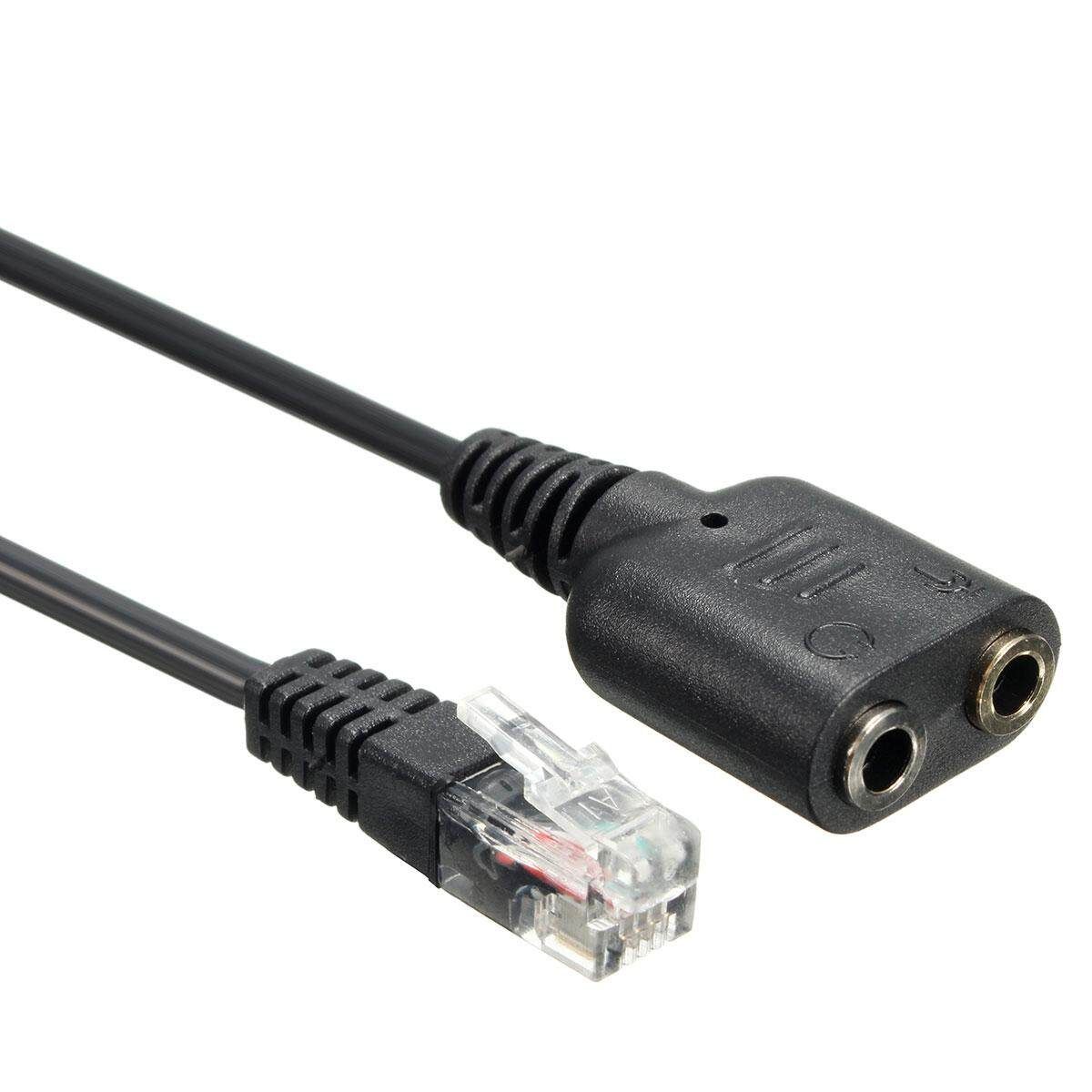 2* 3.5mm Headphone Female To RJ9 Plug Converter Adapter Audio Cable For Headset