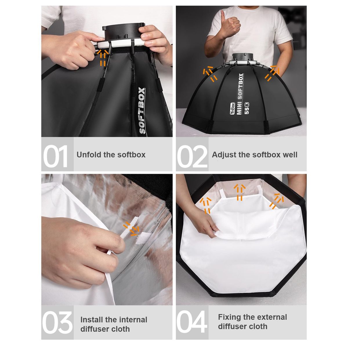 YnBox 55K 55cm/22in Octagon Photography Softbox with Bowens Mount Removeable Diffuser Carrying Bag for YONGNUO YNLUX100/ YNLUX100 Pro Video Light