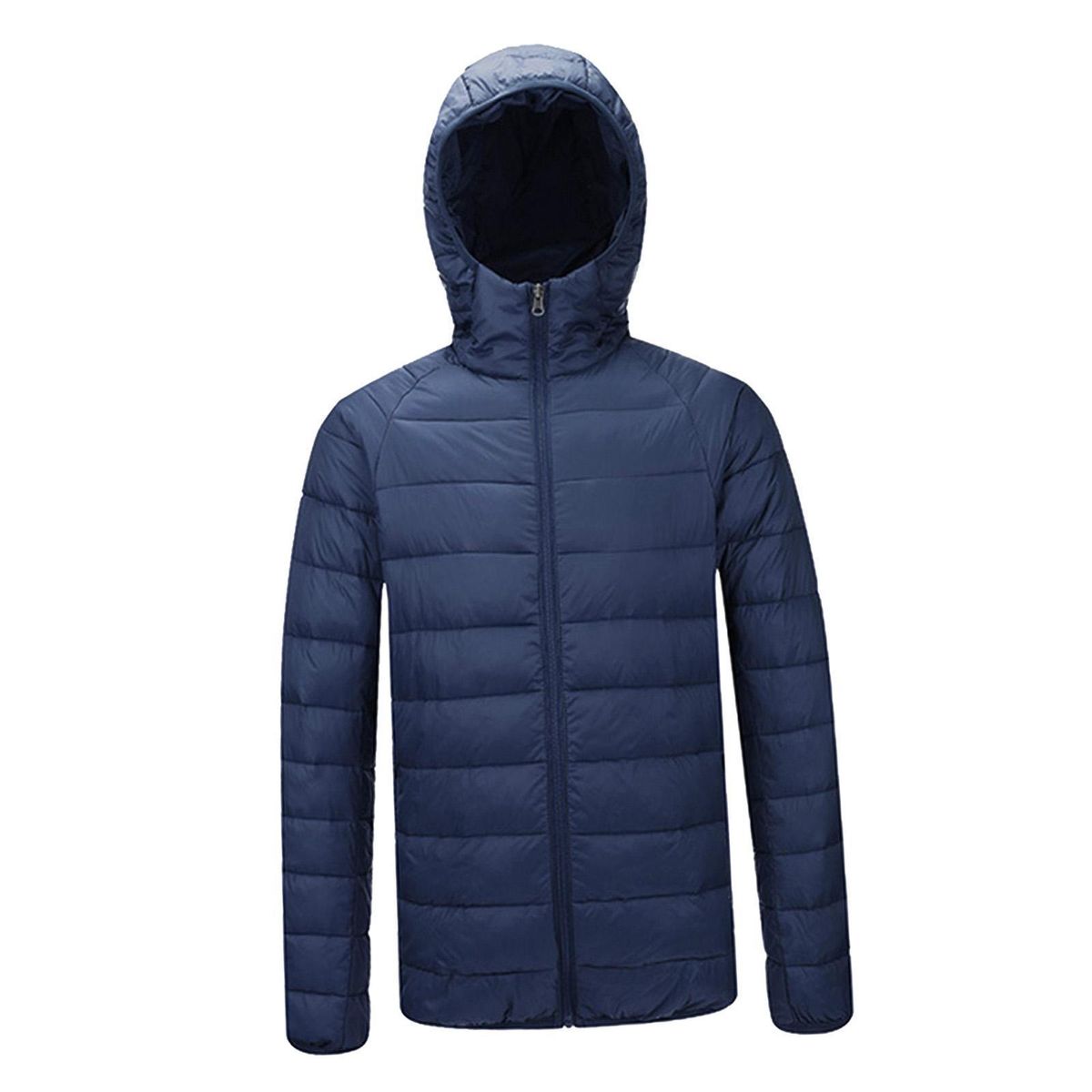 Men's Packable Hooded Down Puffer Jacket, Winter Warm Dark Blue L