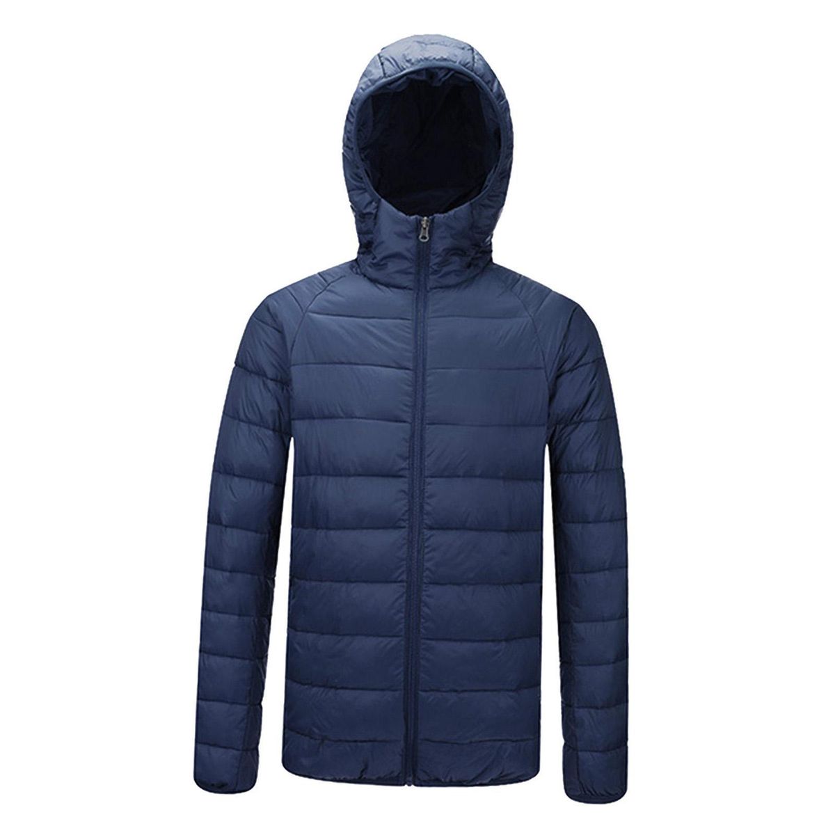 Men's Packable Hooded Down Puffer Jacket, Winter Warm Dark Blue L