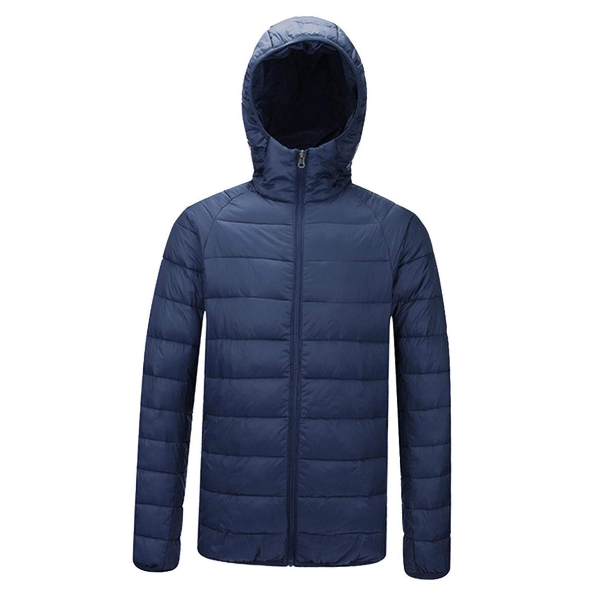 Men's Packable Hooded Down Puffer Jacket, Winter Warm Dark Blue L