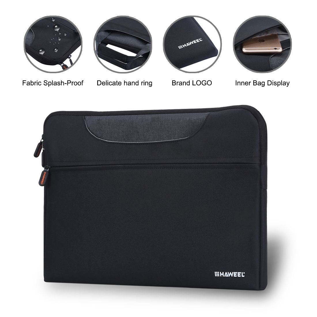 HAWEEL 15.6 Inch Zipper Shoulder Handheld Laptop Bag, Forbook, Samsung, Lenovo, Sony, DELL Alienware, CHUWI, ASUS, HP, 15.6 Inch And Below Laptops(Black)