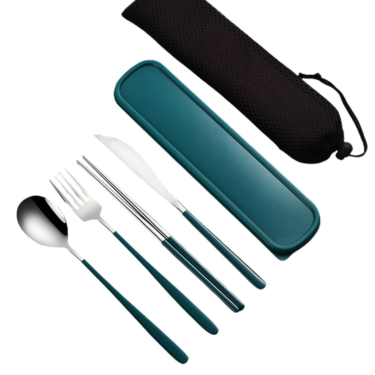 1 Set Meat Fork Chopstick Spoon Fork Cutlery with Storage Case Kit