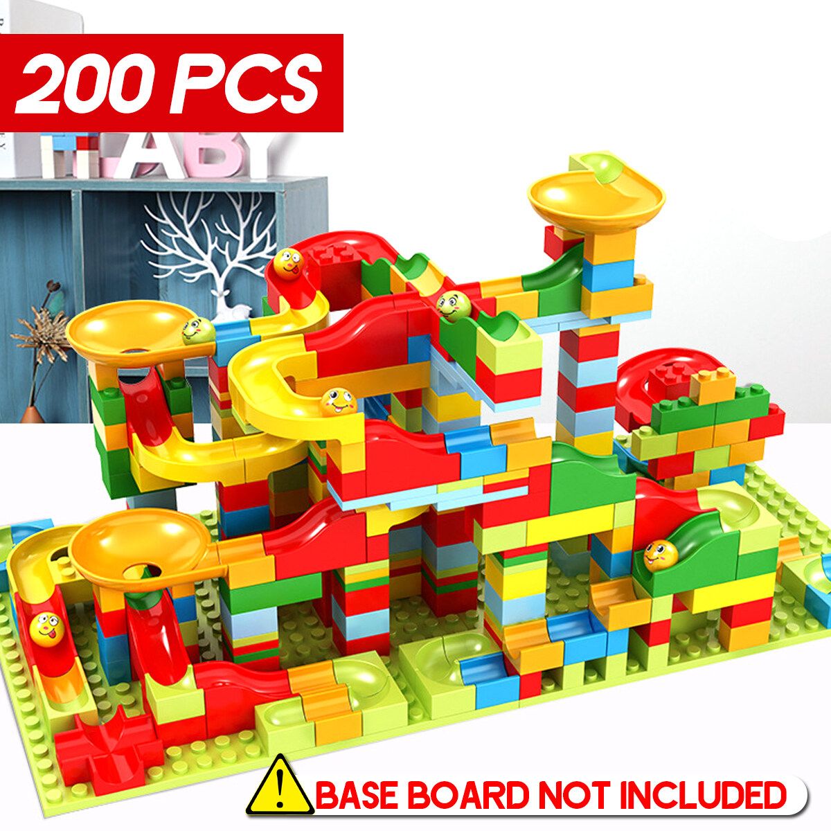 165/200 PCS Building Blocks Set Or Marble Race Run Slide Brick Maze Ball Track Building Block Plastic ABS Compatible Legoed Duplo Slide Building Block Toy Gift