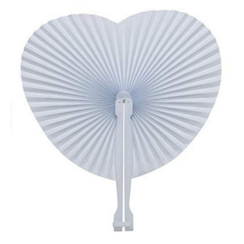 Summer Folding Ceremony Gifts 1PC Hand Heart Wedding Vintage For Invitations Fan Fan White Shaped Folding,Chinese Paper Fan,Fans
