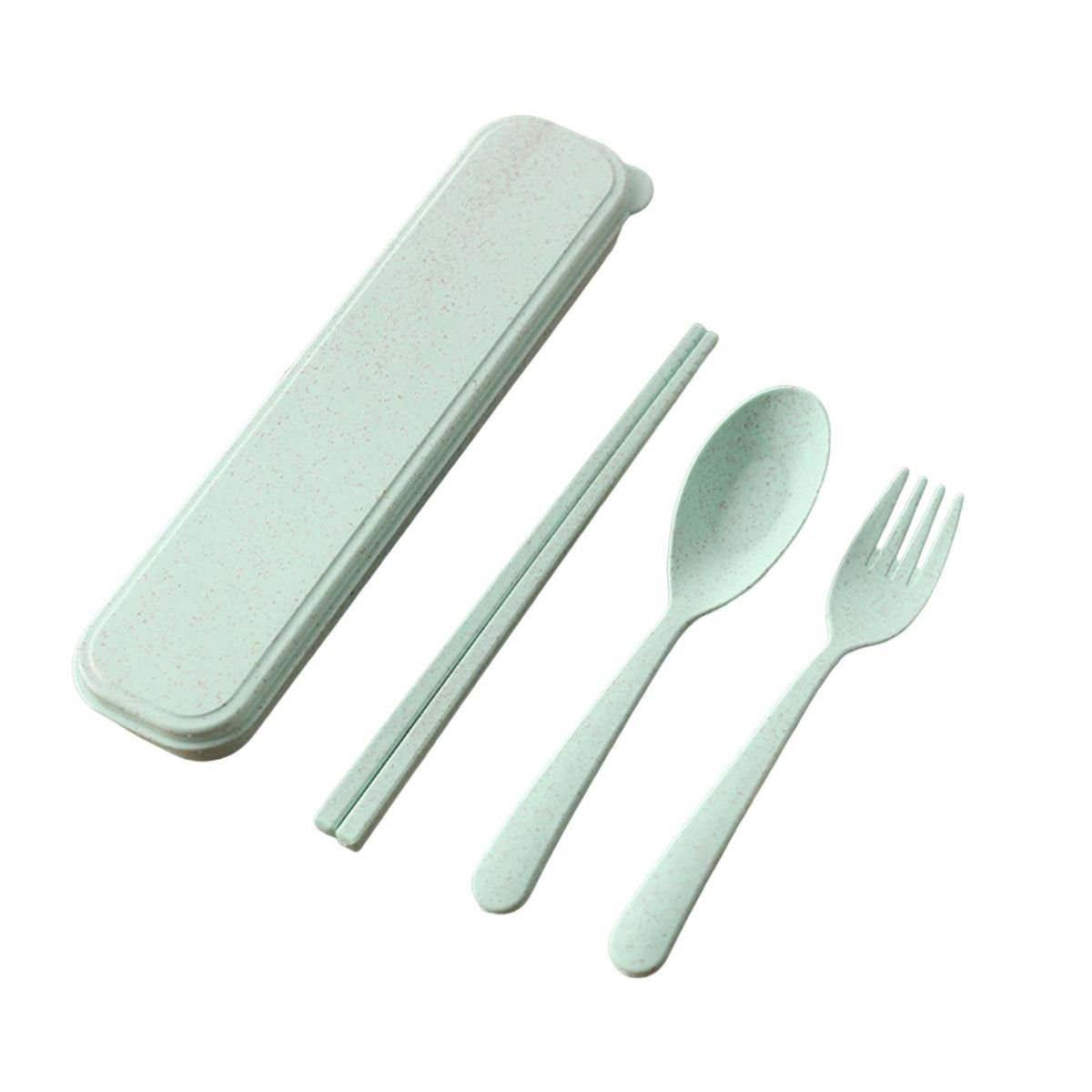 3PcsSet Camping Cutlery Set Utensils Spoon Fork Portable Tableware Green