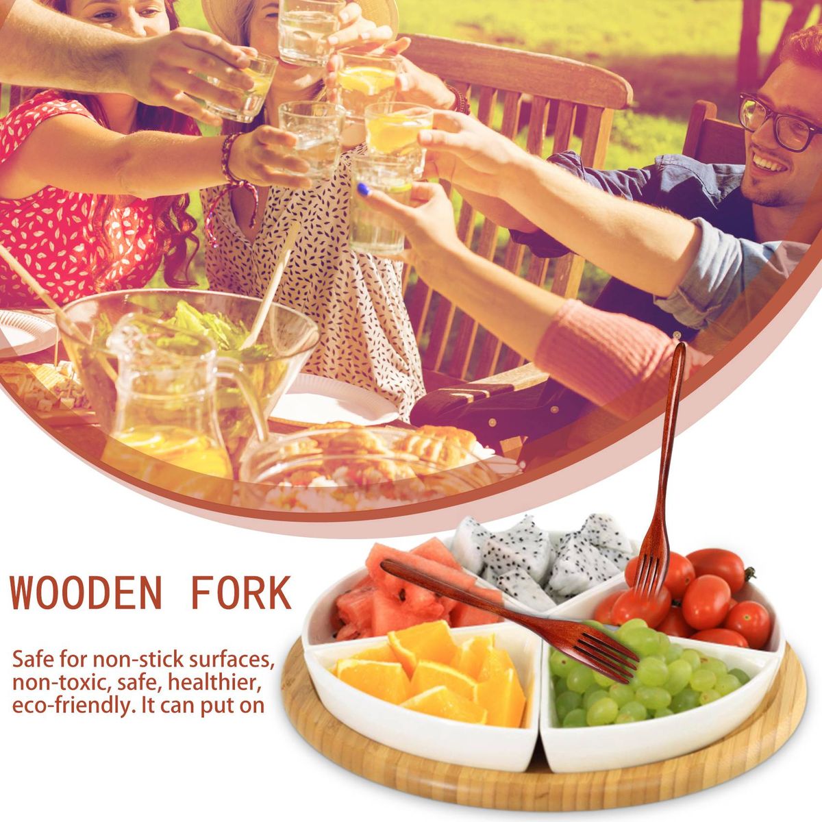 Wooden Forks, 5 Pieces Wood Salad Dinner Fork