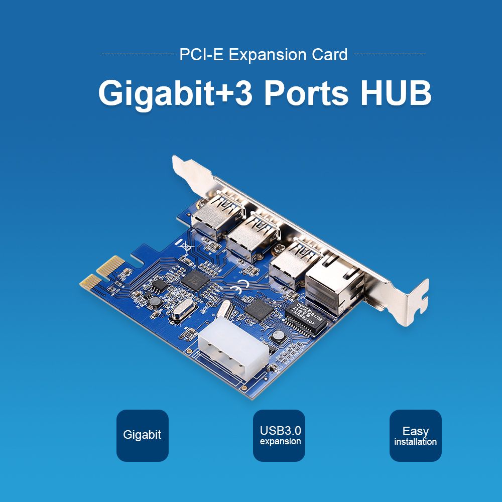 PCI-E To USB3.0 Expansion Card 3 USB3.0 Ports 4Pin Power