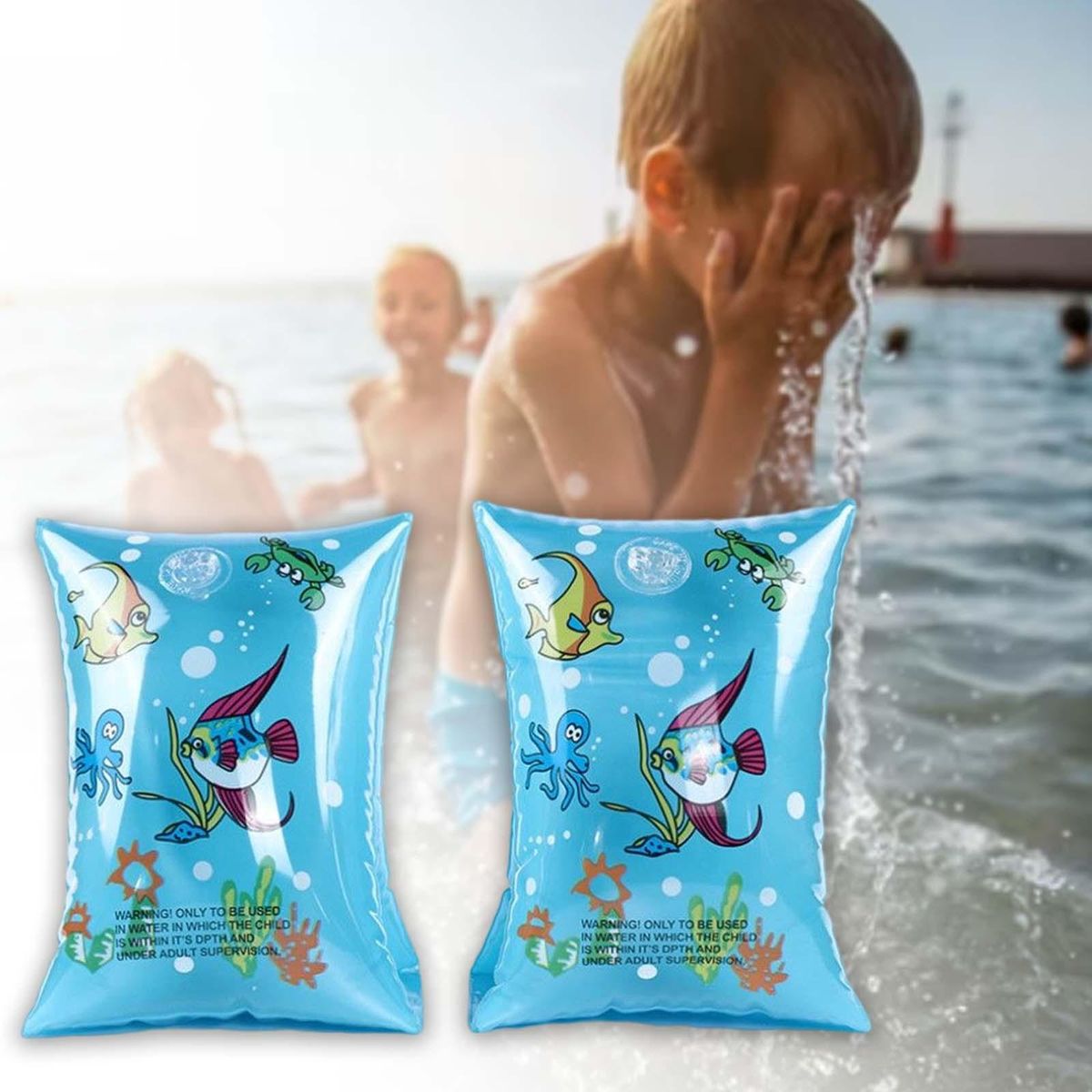 2 Pieces Inflatable Arm Bands Roll Up Sleeves Safety Party