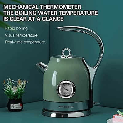 Retro Electric Stainless Steel Kettle With Temperature Control - 1500W - 1.8L