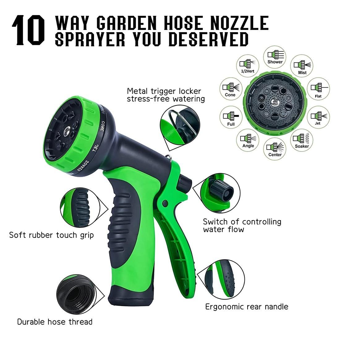 Garden Hose 25FT Water Hose Retractable with 10 Function