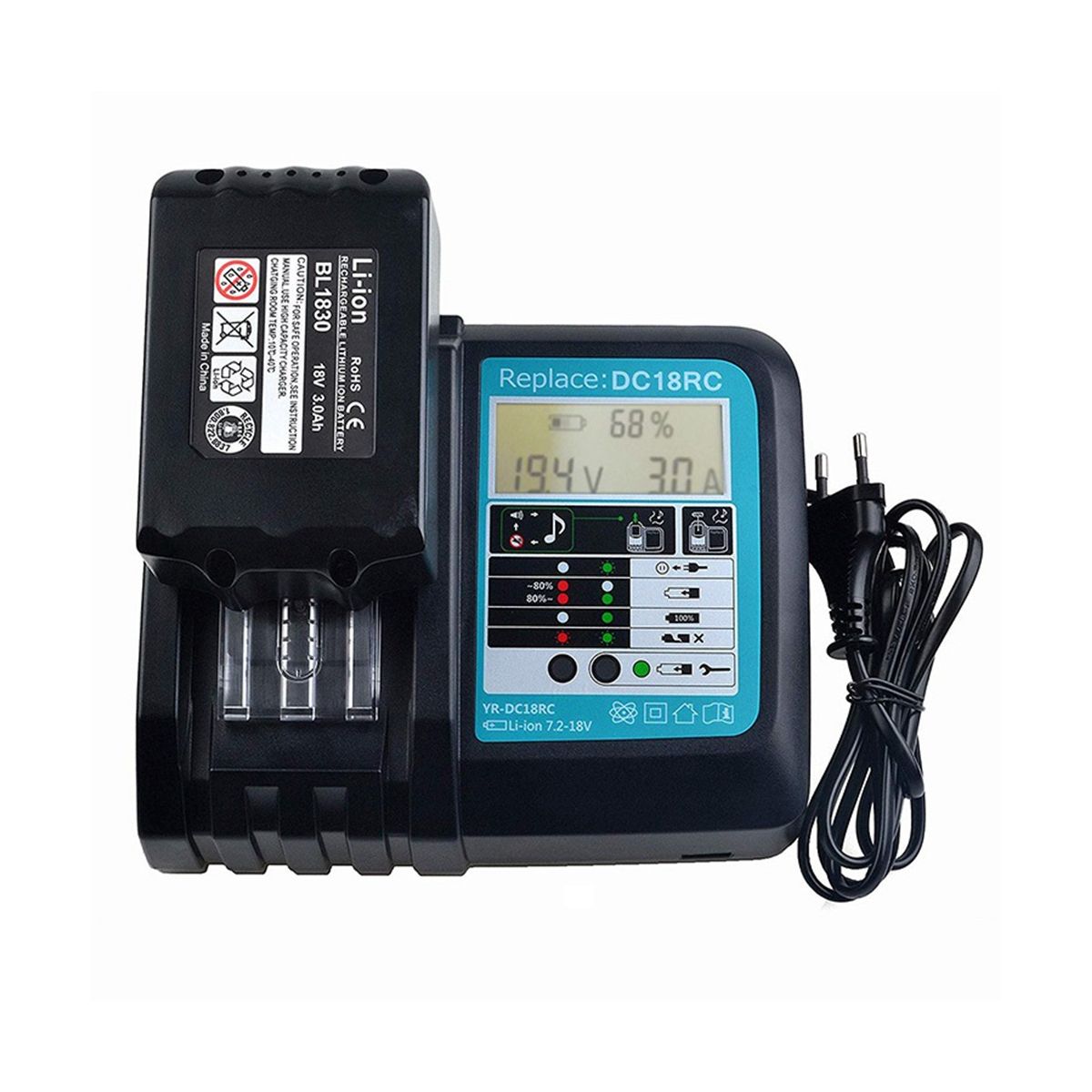 DC18RC Li-Ion Battery Charger for Makita 14.4V 18V Battery