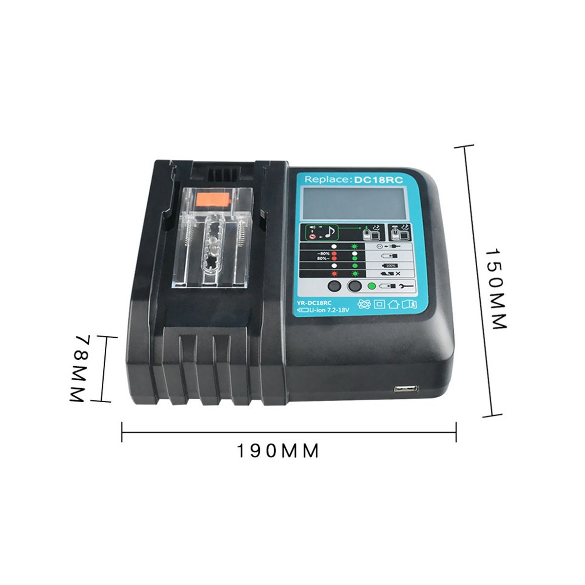 DC18RC Li-Ion Battery Charger for Makita 14.4V 18V Battery