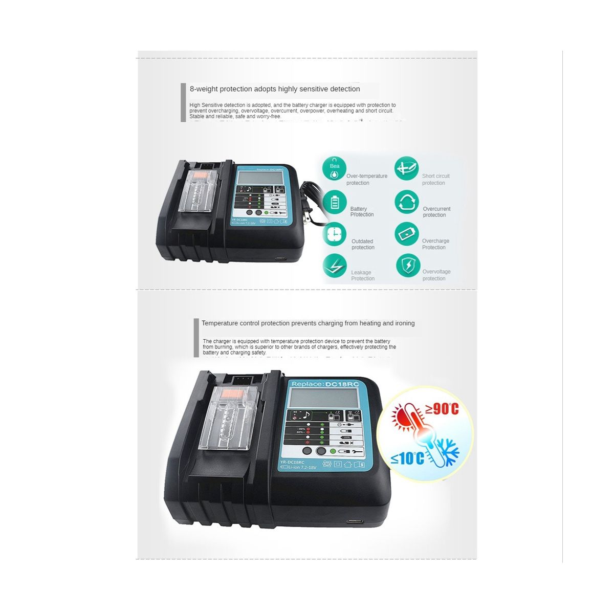 DC18RC Li-Ion Battery Charger for Makita 14.4V 18V Battery