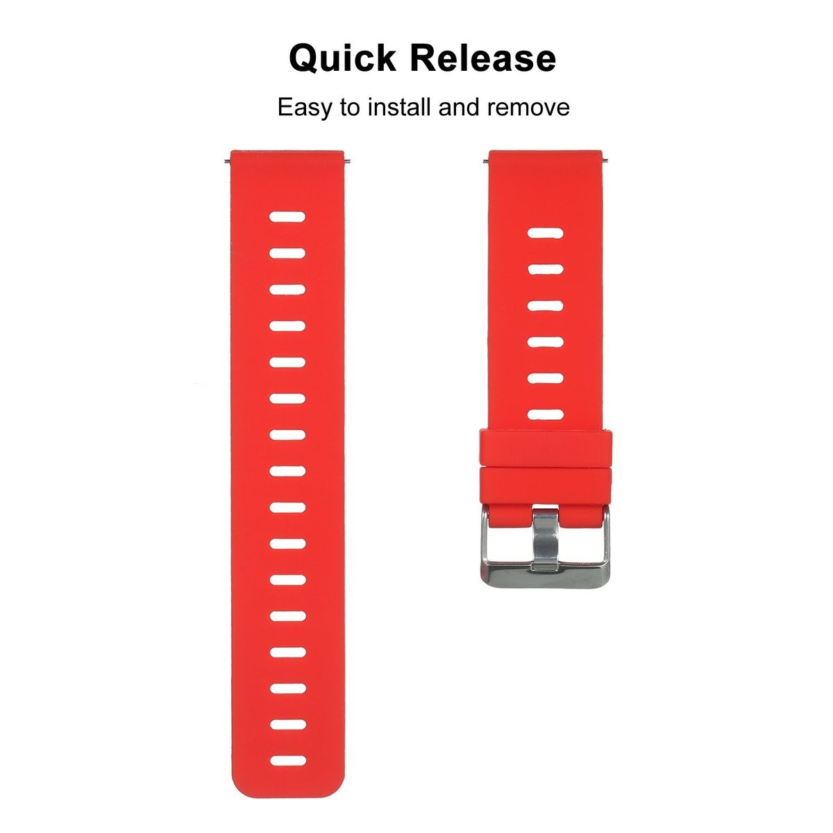 22mm Watch Band Soft Silicone Quick-Release Strap With