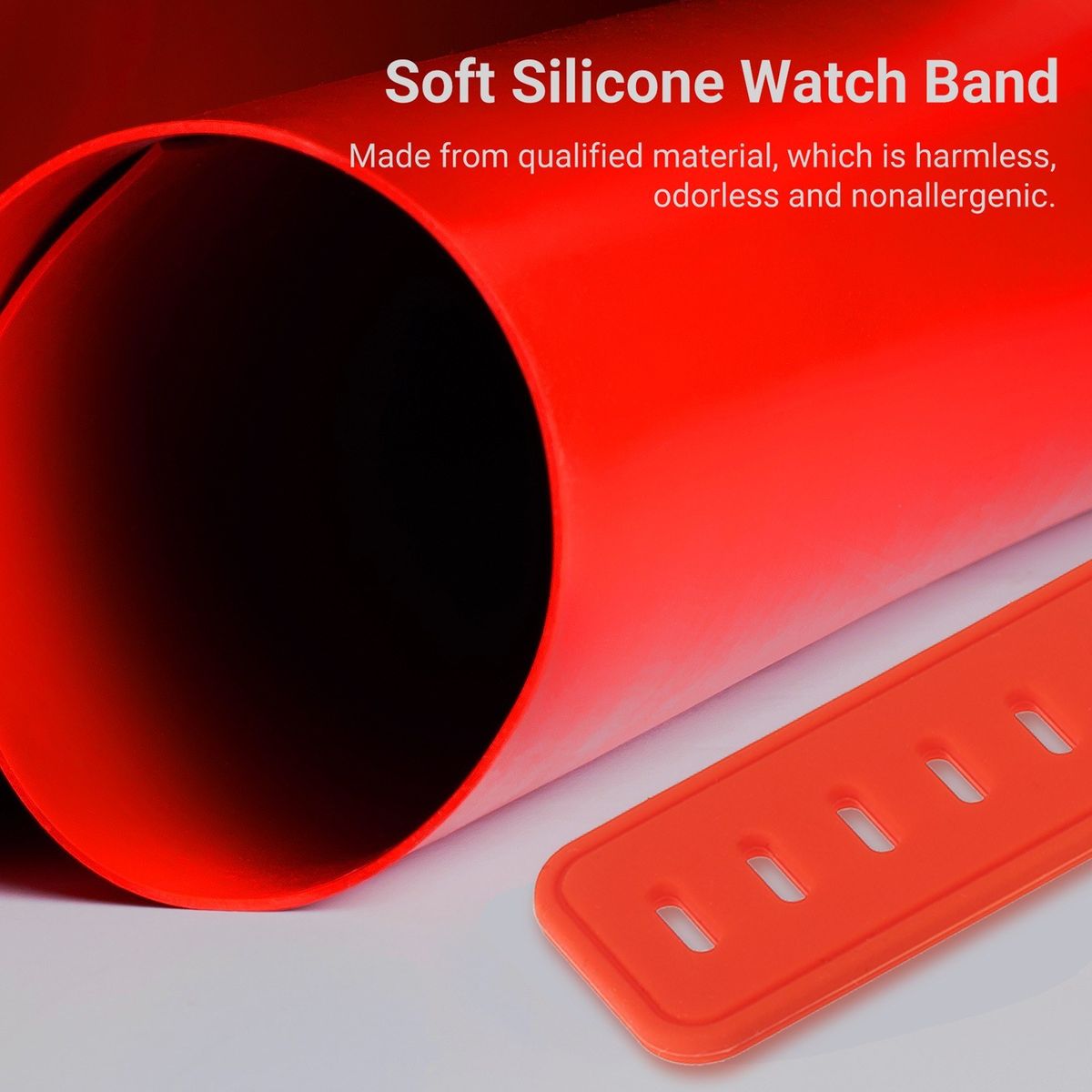 22mm Watch Band Soft Silicone Quick-Release Strap With