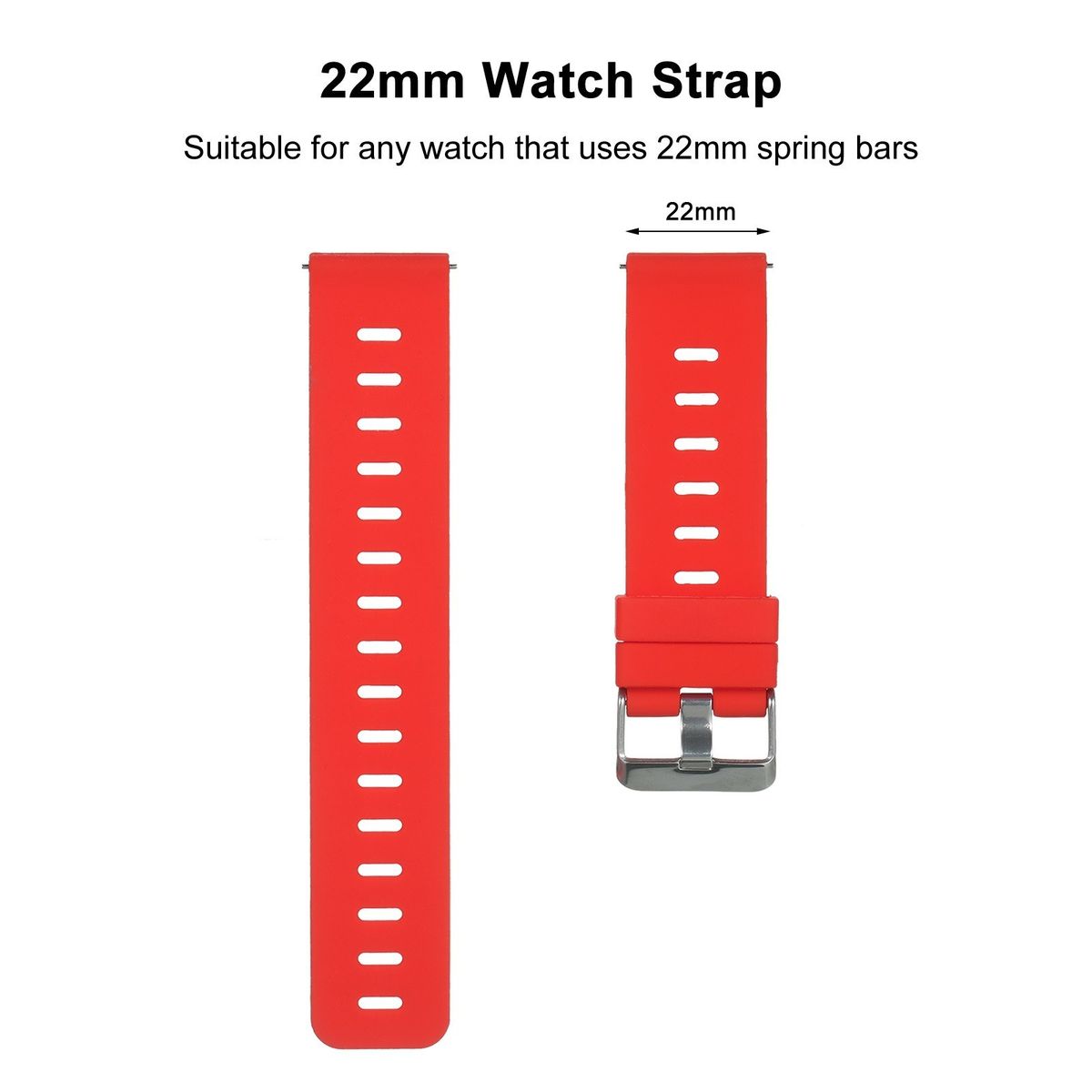 22mm Watch Band Soft Silicone Quick-Release Strap With