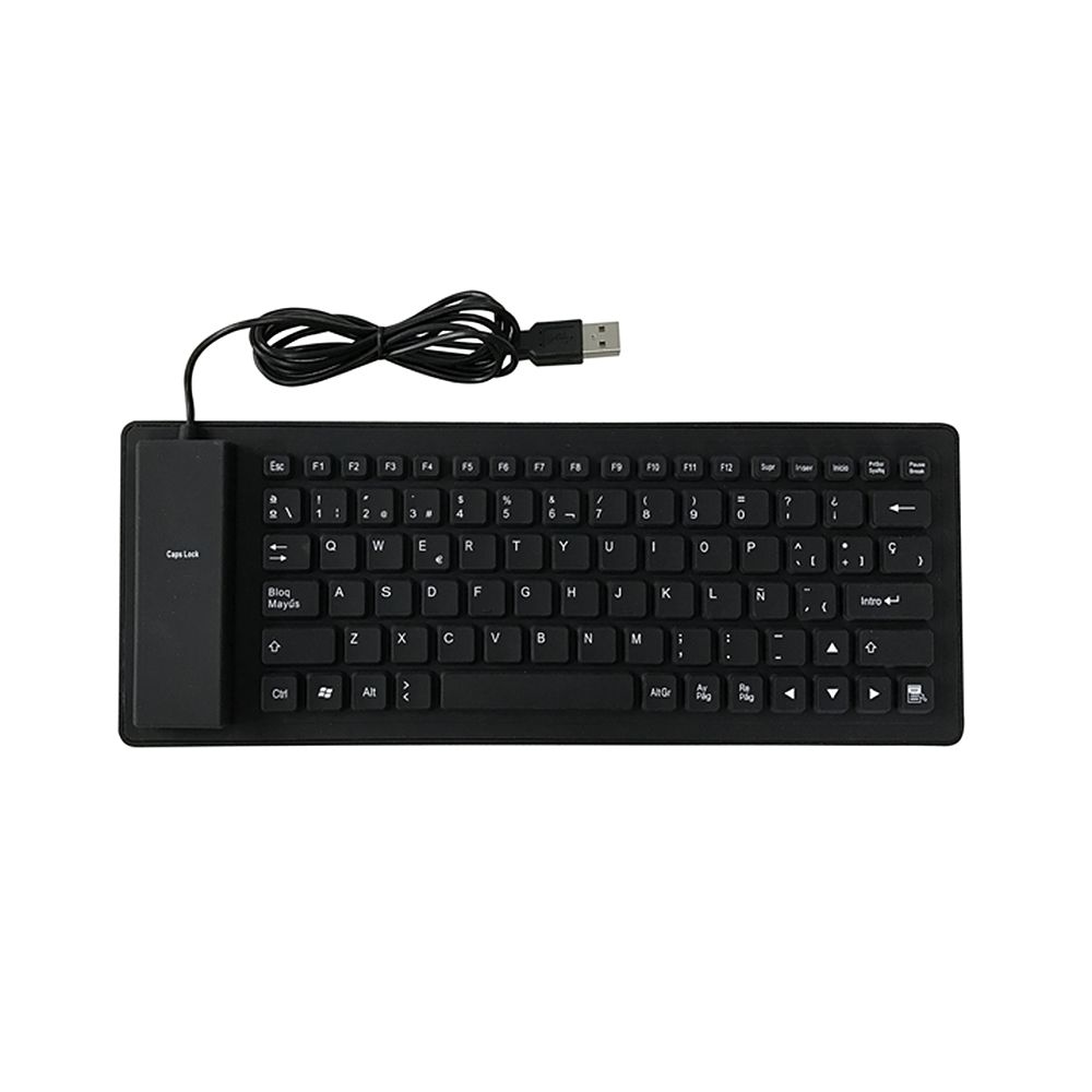 84 Keys Spanish USB Wired Silicone Keyboard Foldable Soft