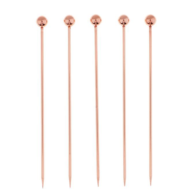 5pcs Stainless Steel Cocktail Fruit Sticks Bar Tool Bead-Rose Gold