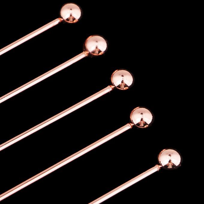 5pcs Stainless Steel Cocktail Fruit Sticks Bar Tool Bead-Rose Gold