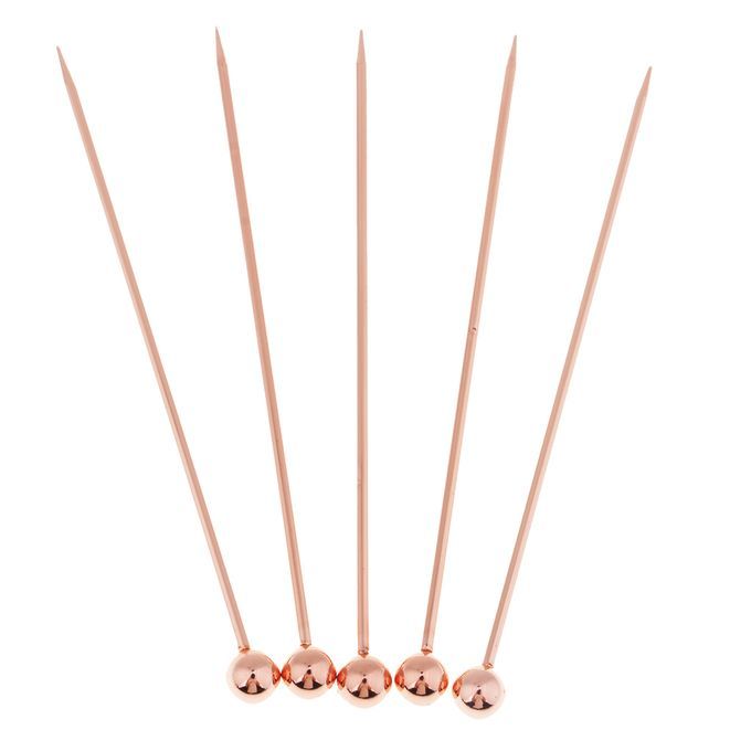 5pcs Stainless Steel Cocktail Fruit Sticks Bar Tool Bead-Rose Gold