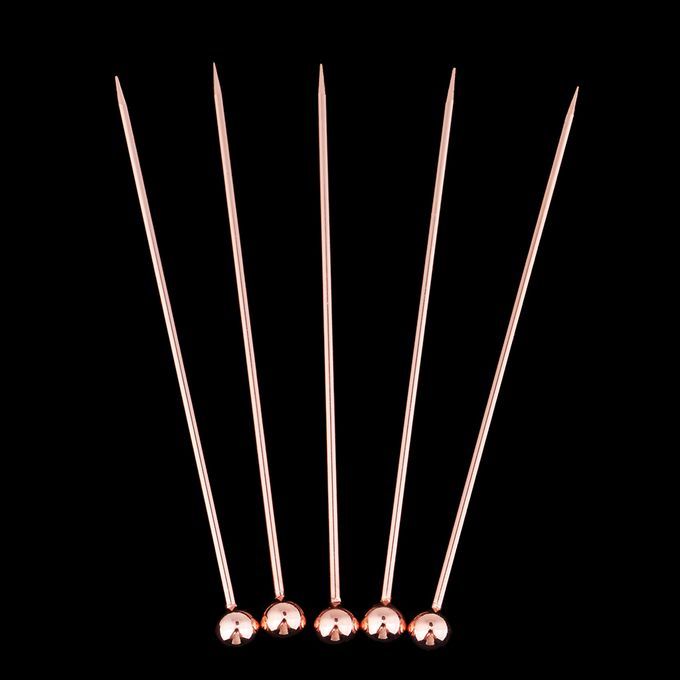 5pcs Stainless Steel Cocktail Fruit Sticks Bar Tool Bead-Rose Gold