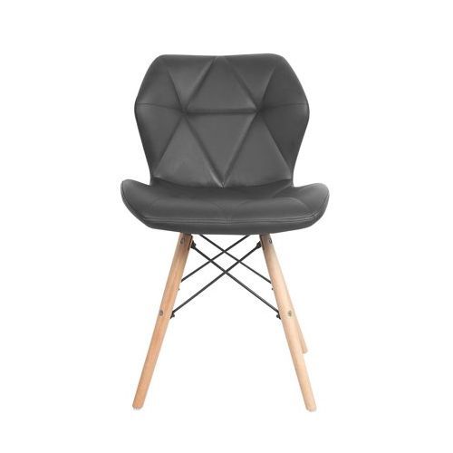 Leather Dining Chair With Wood Leg(Set Of 2)Black