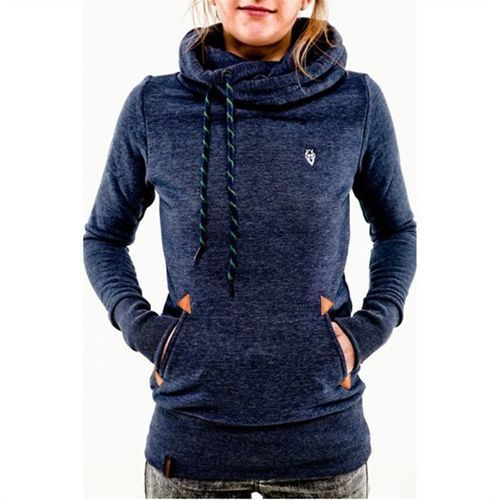 Women's Long Sleeve Pocket Design Embroidered Hoodie