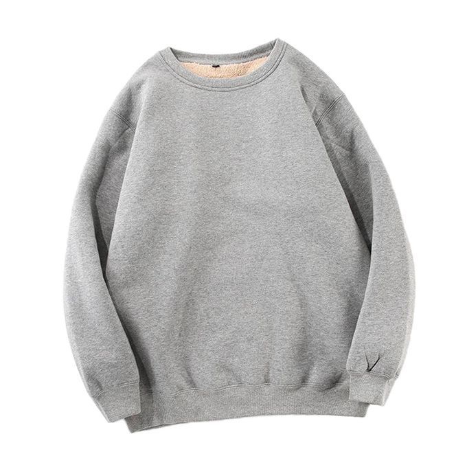 Casual Plus Velvet Thick Long-sleeved Pullover Jersey Gray M