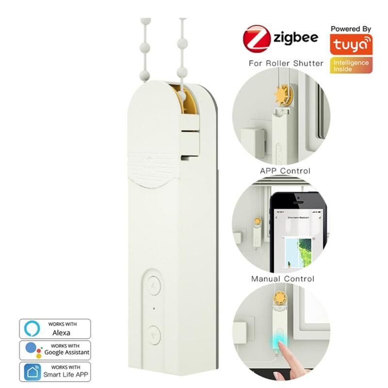 Tuya Zigbee Smart Motorized Chain Roller Blinds Pull Bead Curtain Motor Work for Google Home Curtain Motor US Plug