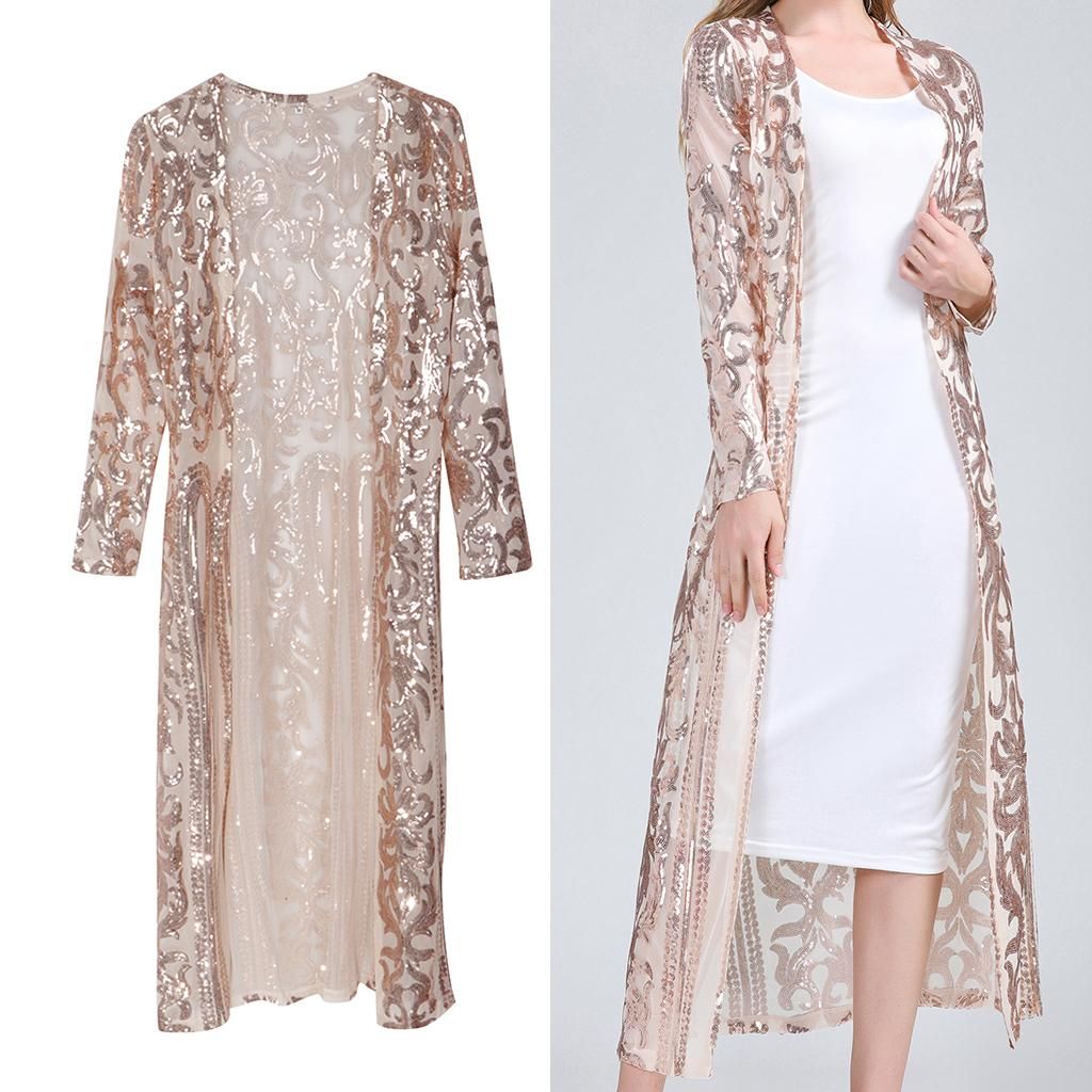 Women Cardigan Trench Coat Long Jacket Cloak Cape Blazer Duster Golden