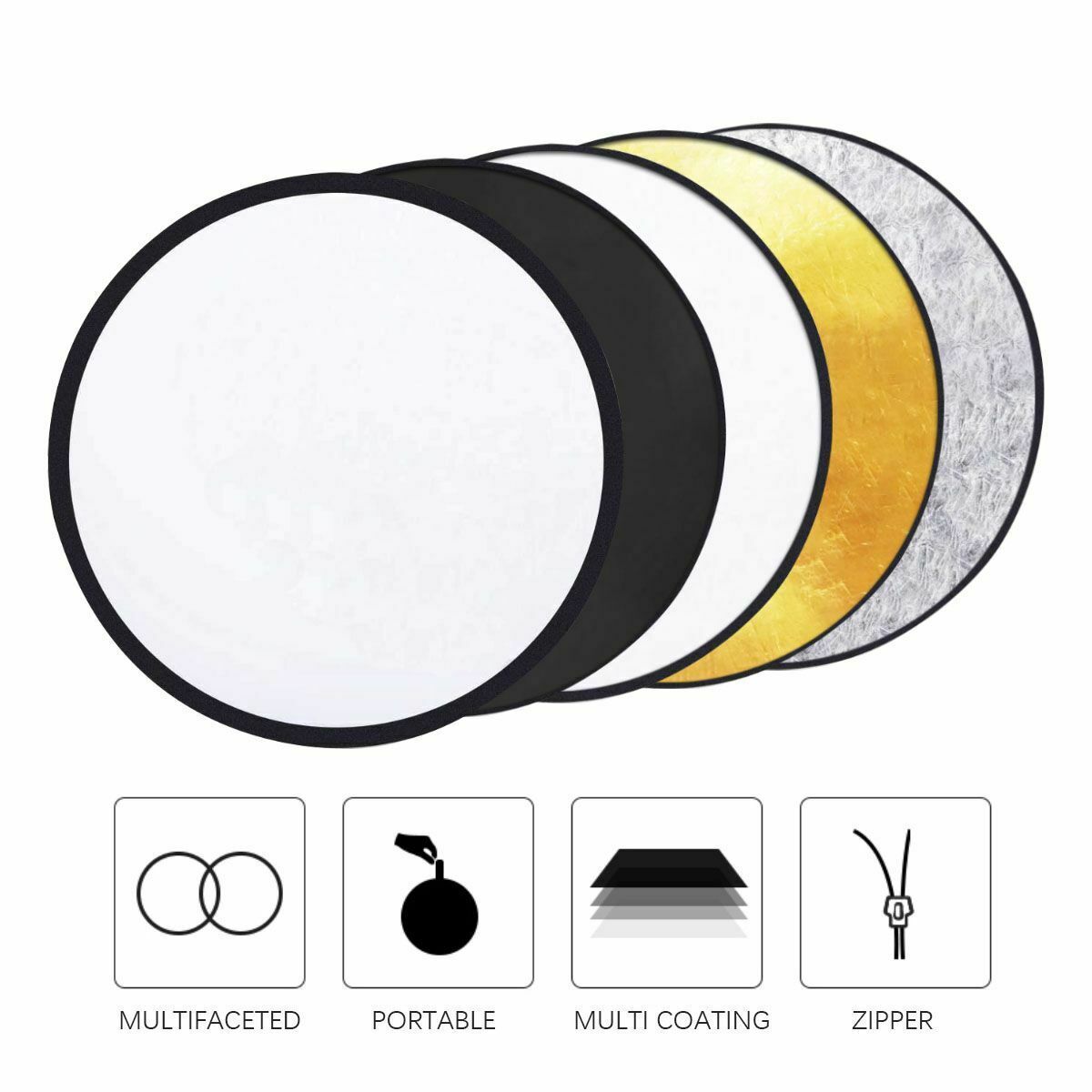 60cm 5 In 1 Photography Lighting Reflector Disc Collapsible Studio Reflector