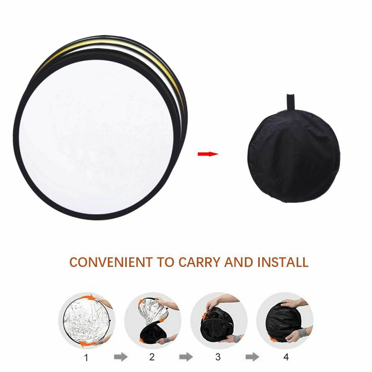 60cm 5 In 1 Photography Lighting Reflector Disc Collapsible Studio Reflector
