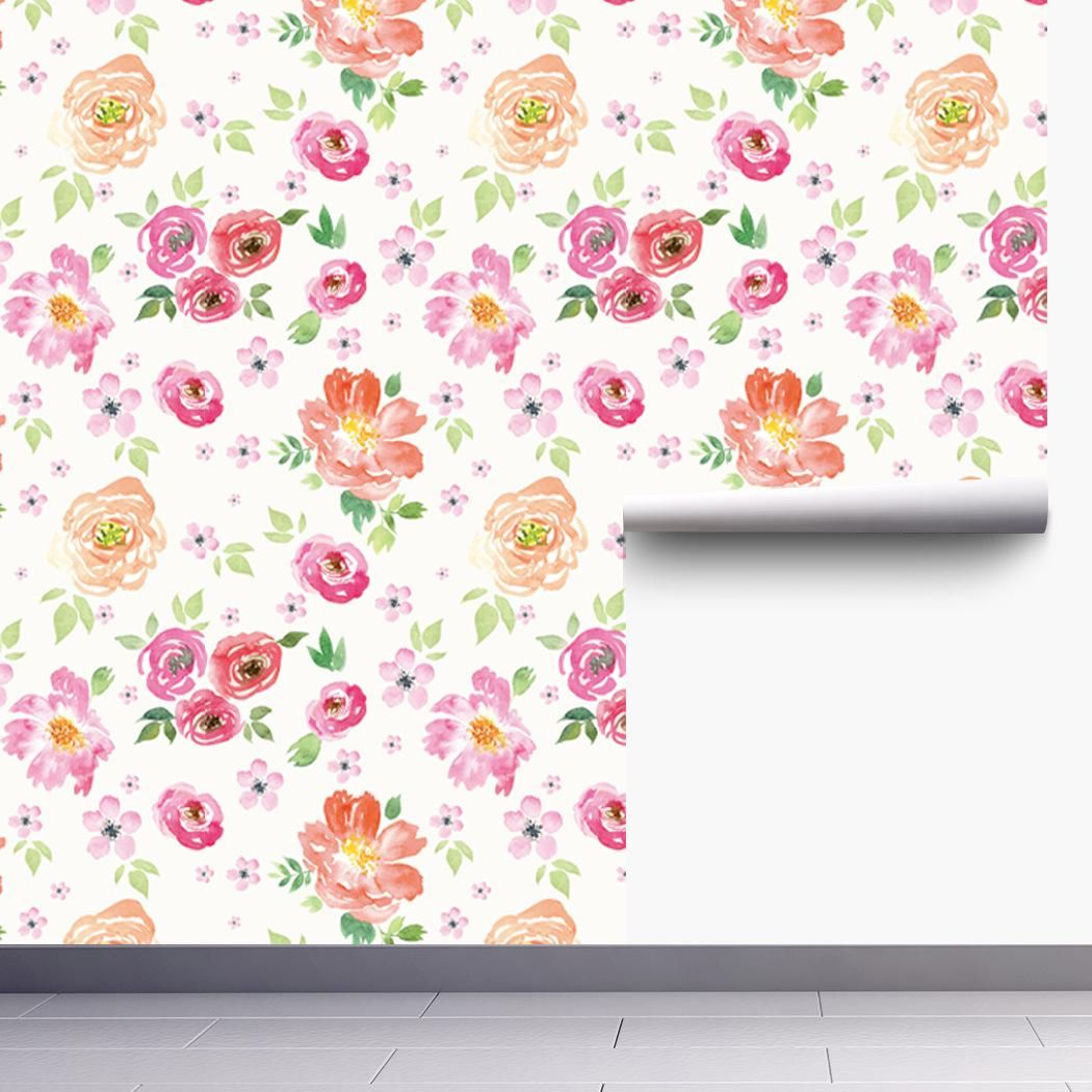 Watercolor Flower Terrazzo Living Room Bedroom Self-Adhesive and Removable Wallpaper (45cm * 300cm)
